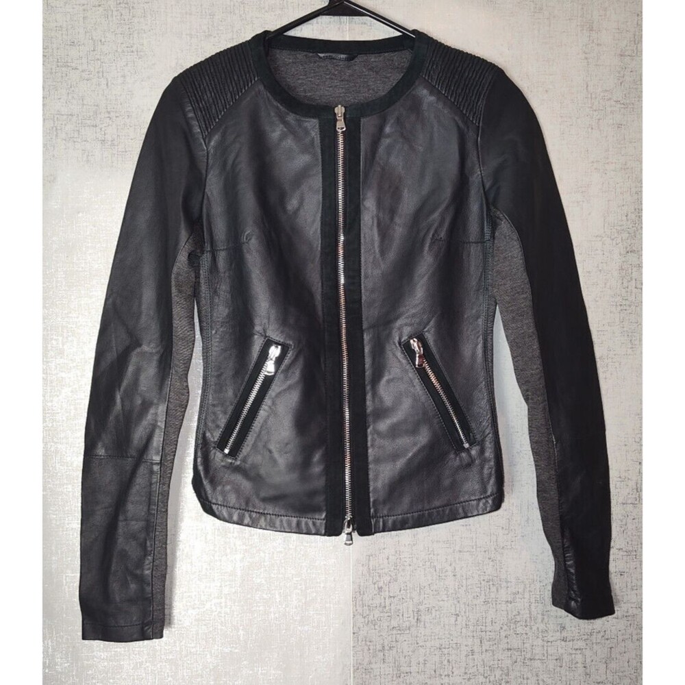 Brogden Women's Lamb/Goat Leather Biker Jacket Sz S/42